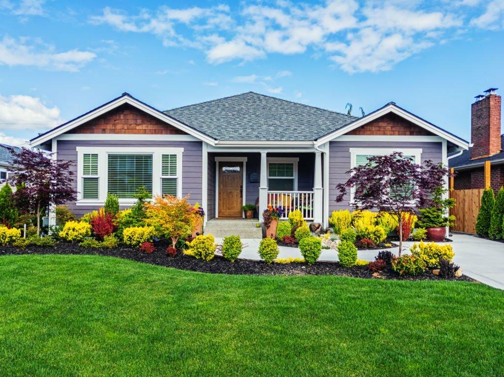 Modern Custom Suburban Home Exterior Representing Residential Landscaping